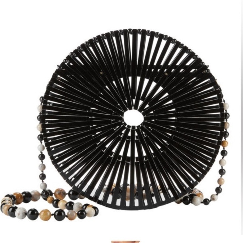 Cult Gaia Luna Circle Crossbody Bag acrylic black tan